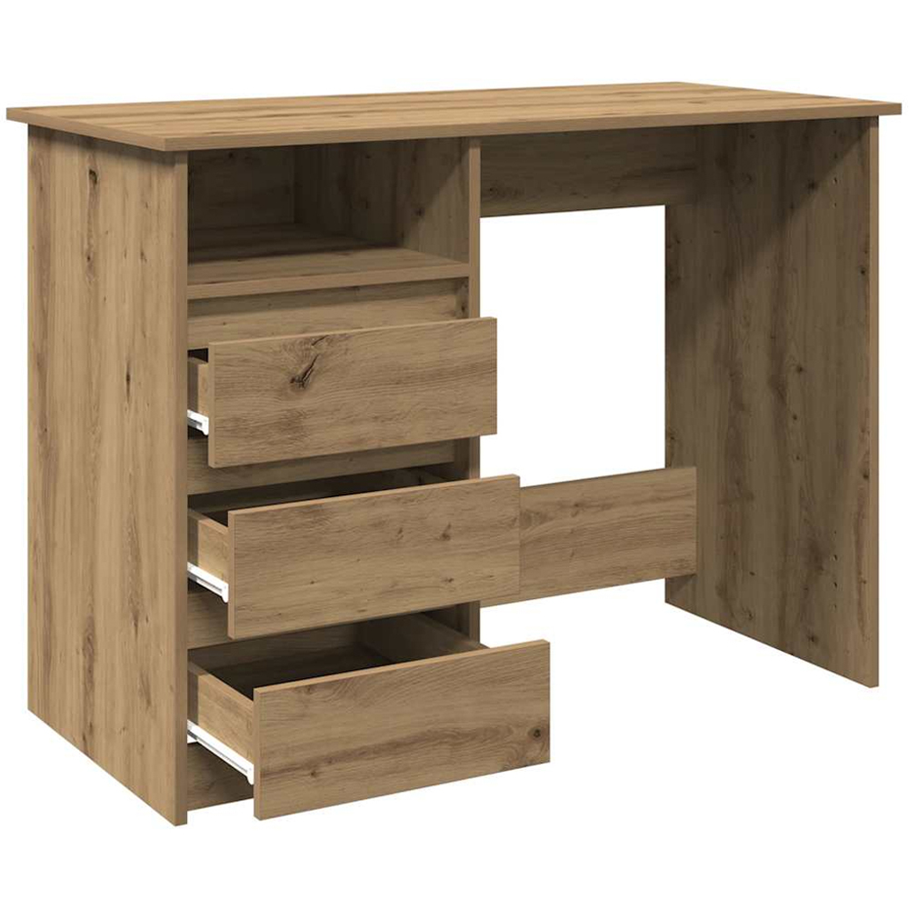 vidaXL 3 Drawer Single Shelf Computer Desk Brown Image 3