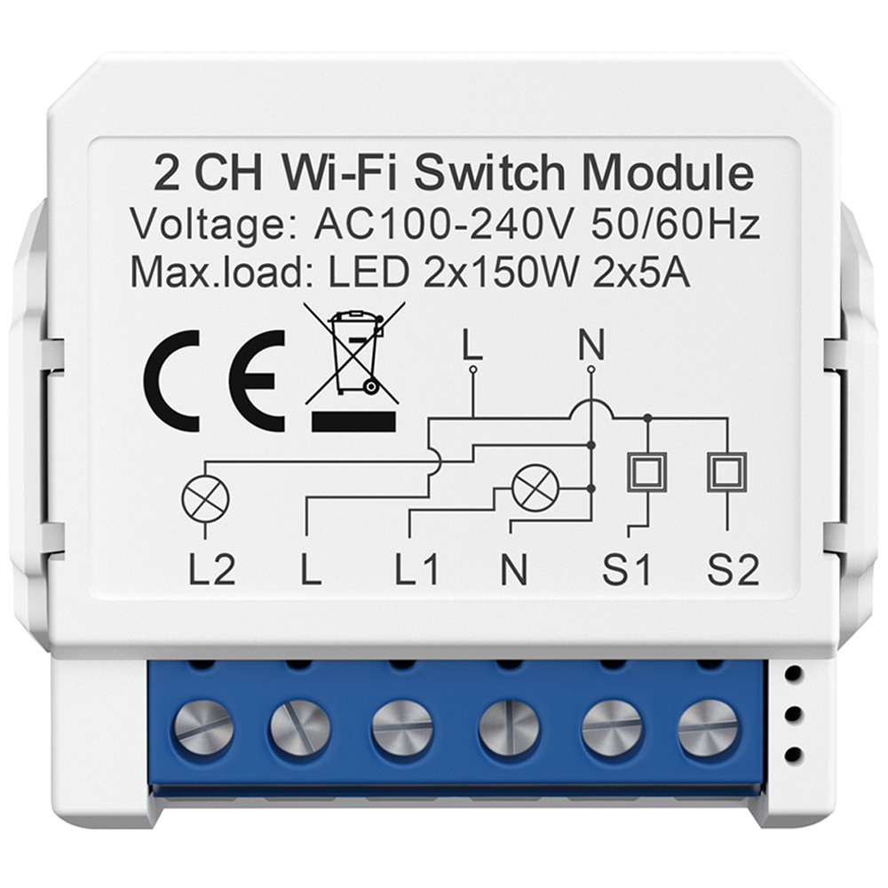 ENER-J 2CH Smart Wi-Fi Light 2CH Switch Module Image 1