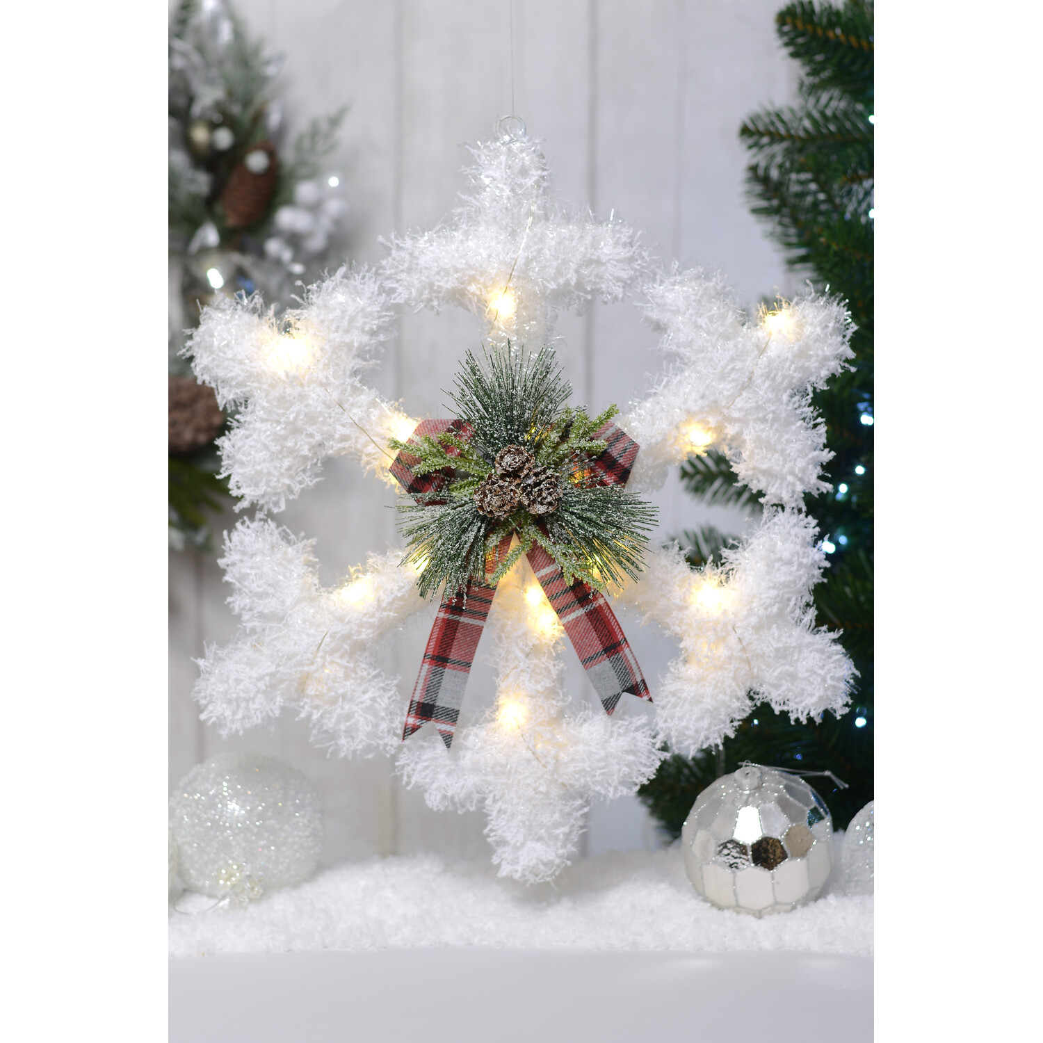 LED Hanging Snowflake - White Image 1