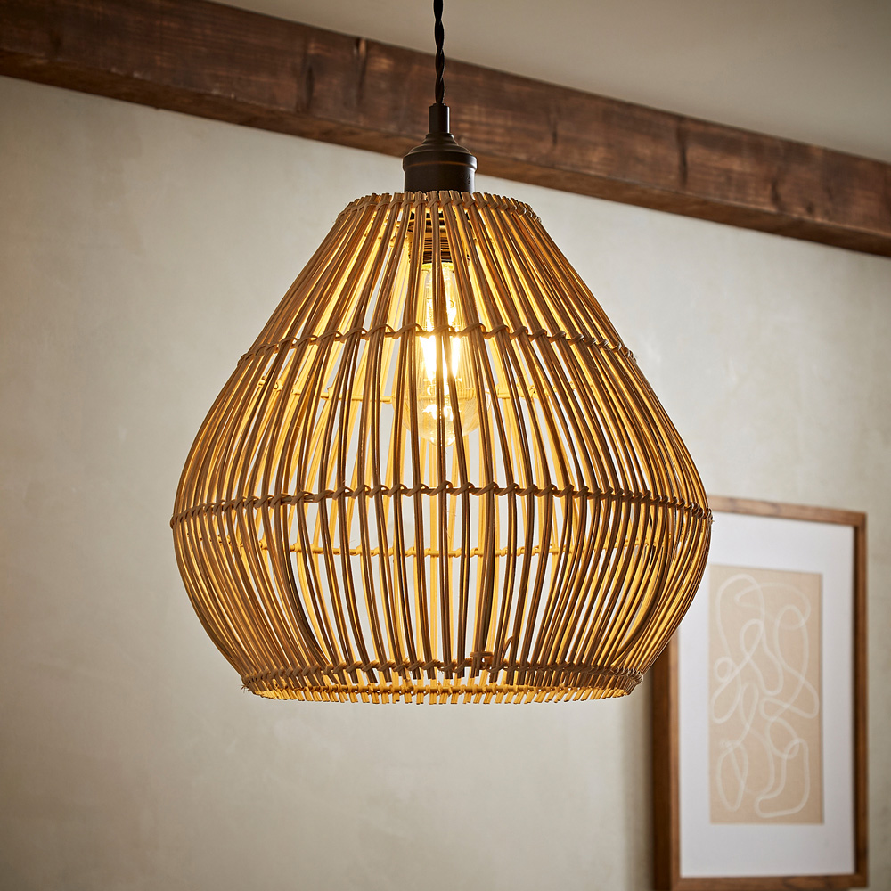 ValueLights Vine Natural Rattan Teardrop Pendant Lamp Shade Image 6