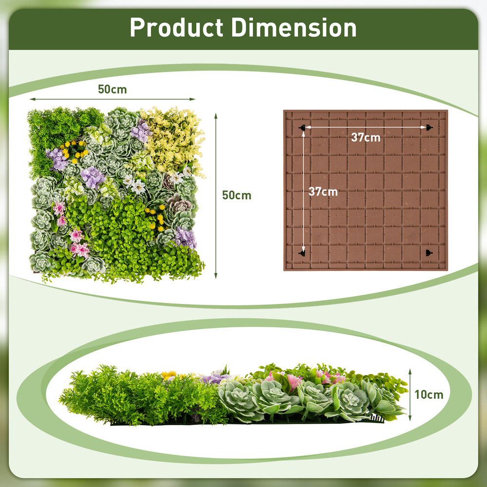 Costway Square Framed 1.6 x 1.6ft Artificial Foliage Wall Art 2 Pack Image 9