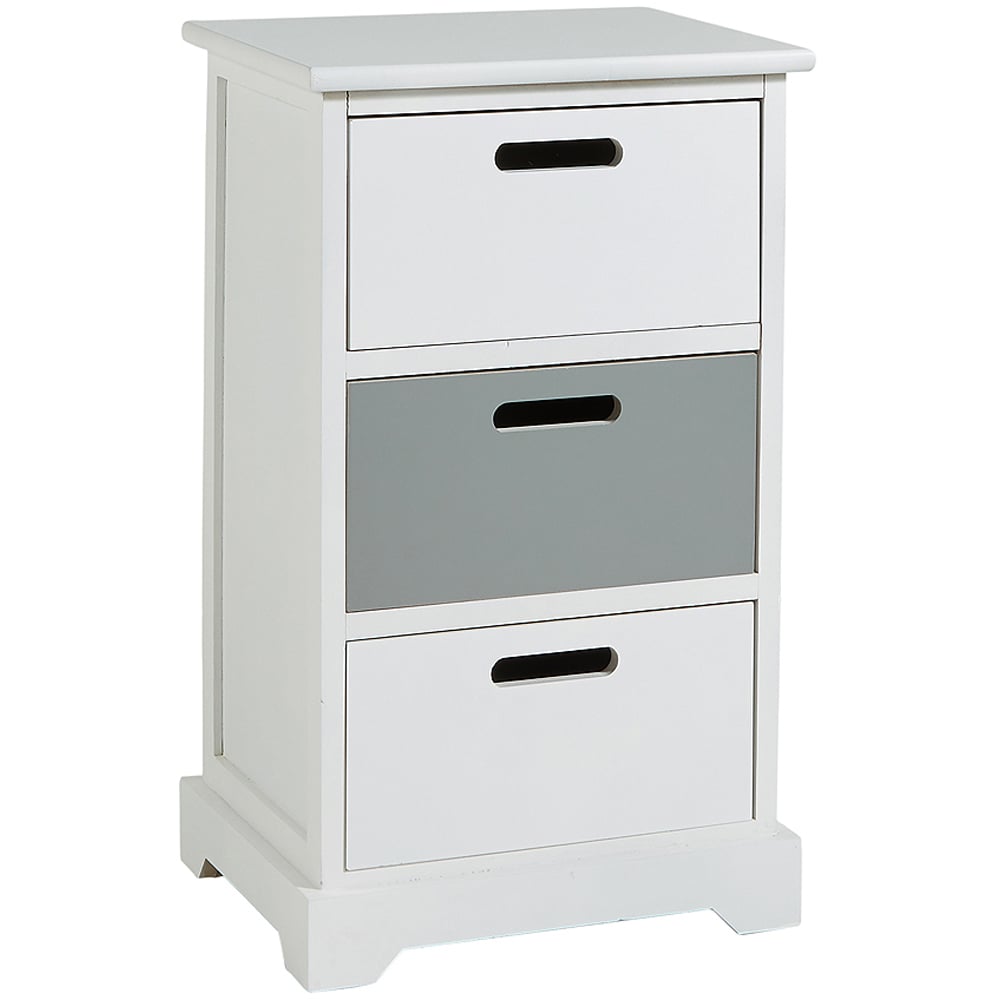 Home Source Ullswater 3 Drawer White and Grey Storage Unit Image 2