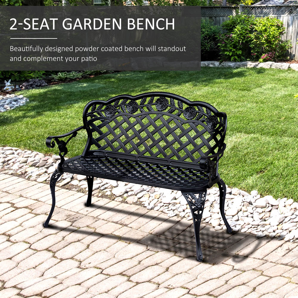 Outsunny 2 Seater Black Garden Bench Image 4