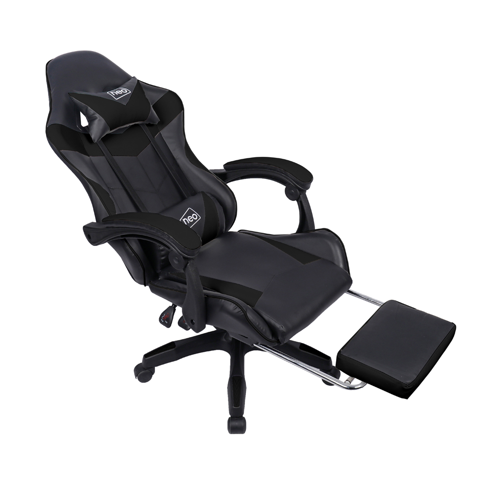 Neo Black Leather Massage Swivel Gaming Chair Image 3