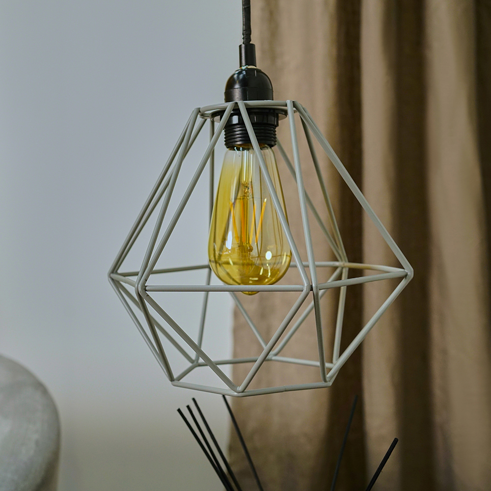 ValueLights Diablo Grey Industrial Wire Frame Pendant Shade Image 5