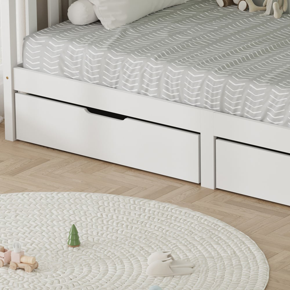 FurnitureHMD 2 Drawer White Pine Wood Kids Bed Frame Image 4