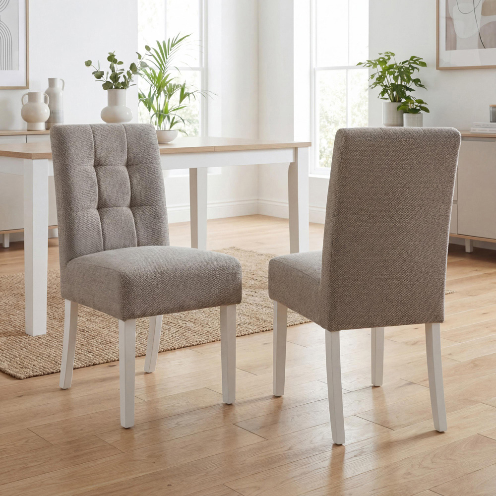 Portland Harlow Mocha Weave White Legs Waffle Back Dining Chair Image 9