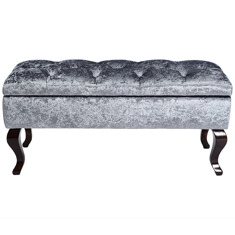 H&O Direct Ice Velvet Upholstered Storage Bench Image 2