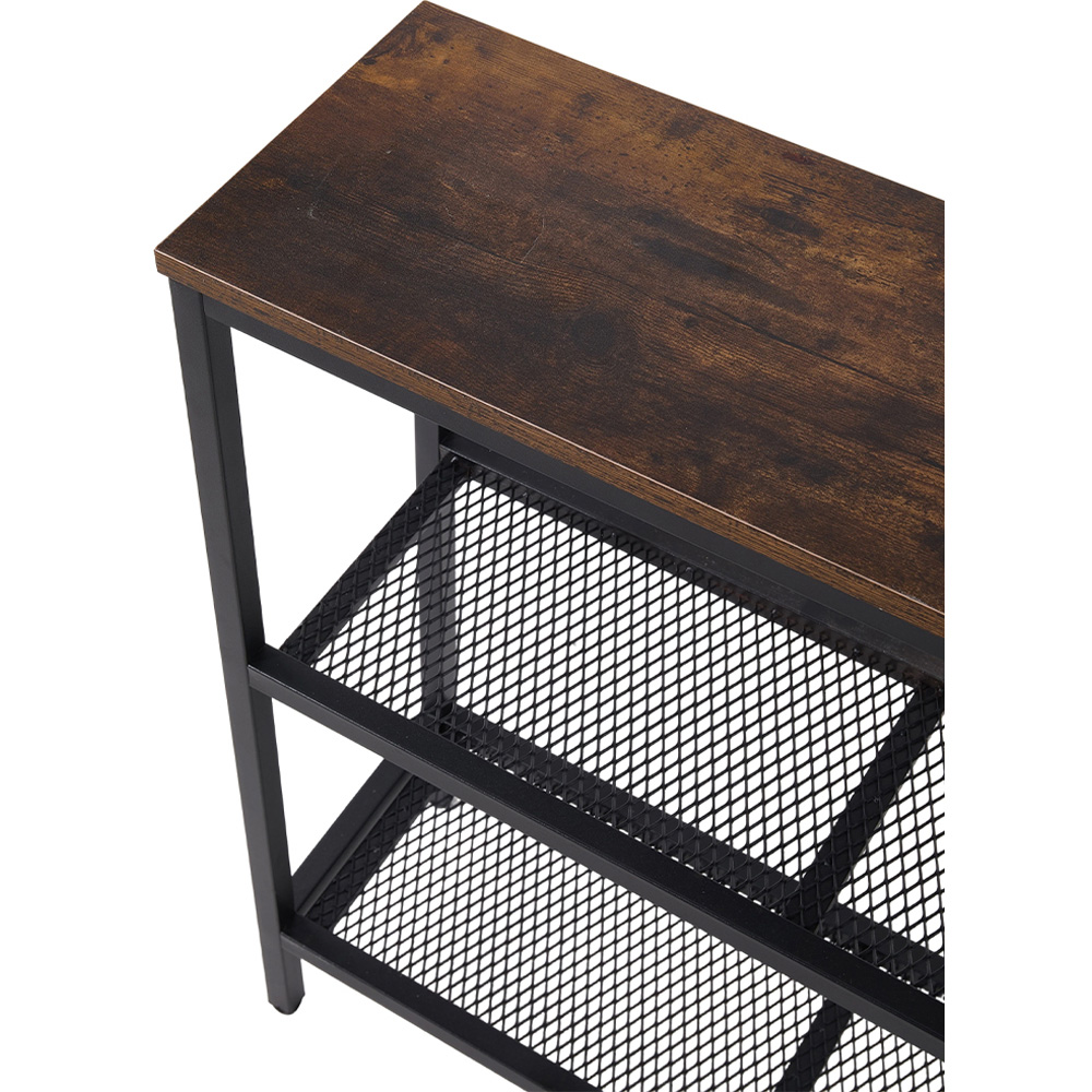 Living and Home 2 Shelf Brown Wood Grain Metal Frame Console Table Image 5