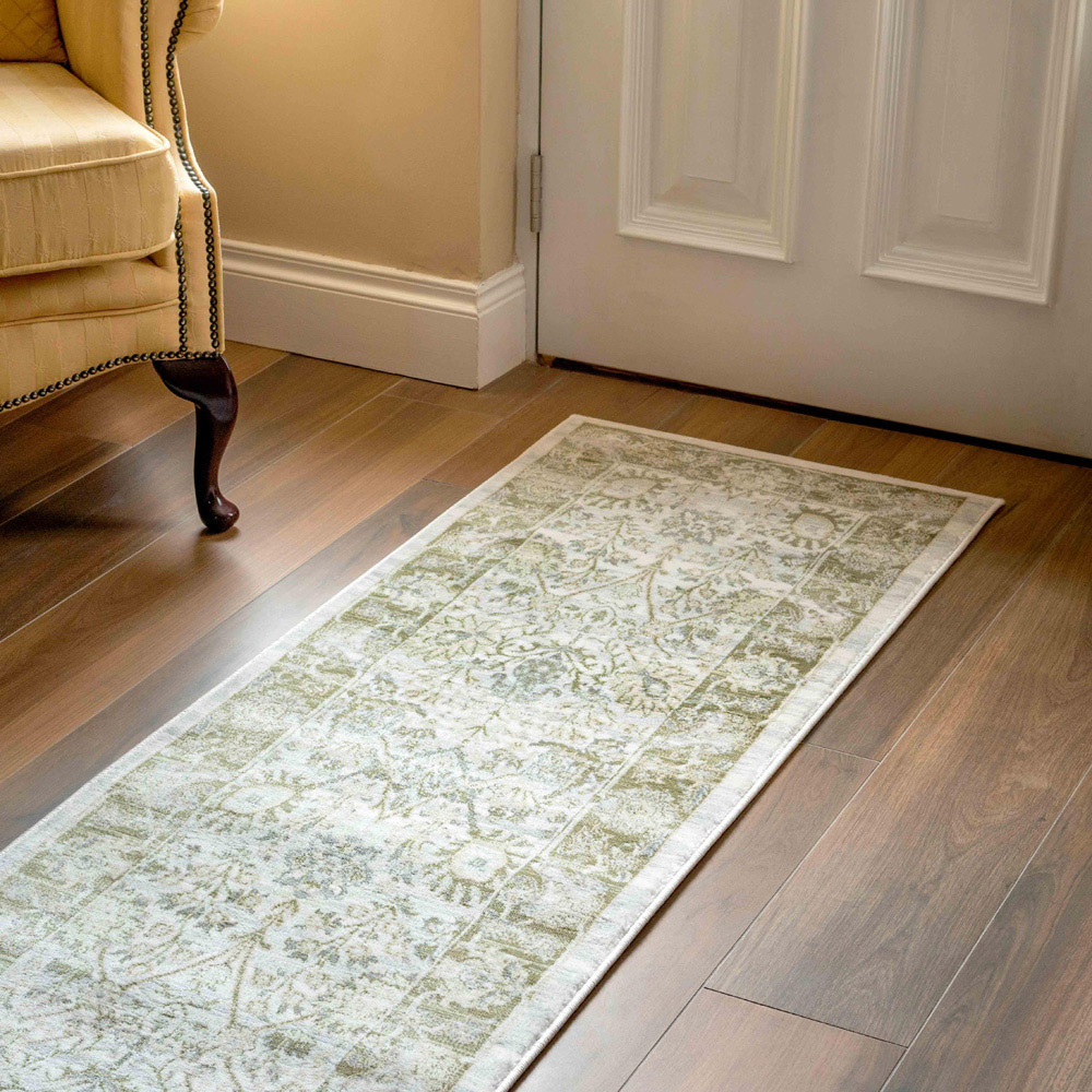 Kukoon Caralina Florrie Green Flat Vintage Rug 60 x 240cm Image 3