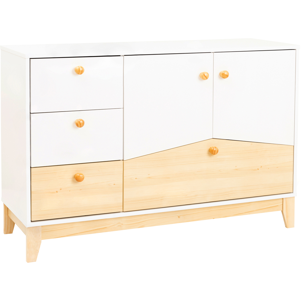 Seconique Cody 2 Door 4 Drawer White and Pine Effect Storage Unit Image 2