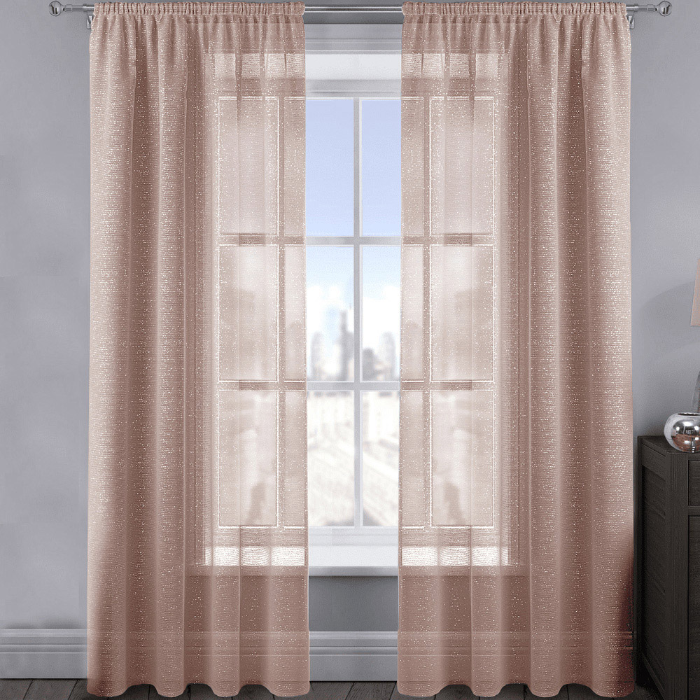 Velosso Alessandria Blush Pink Slot Top Voile Panel Curtain 137 x 122cm Image 1