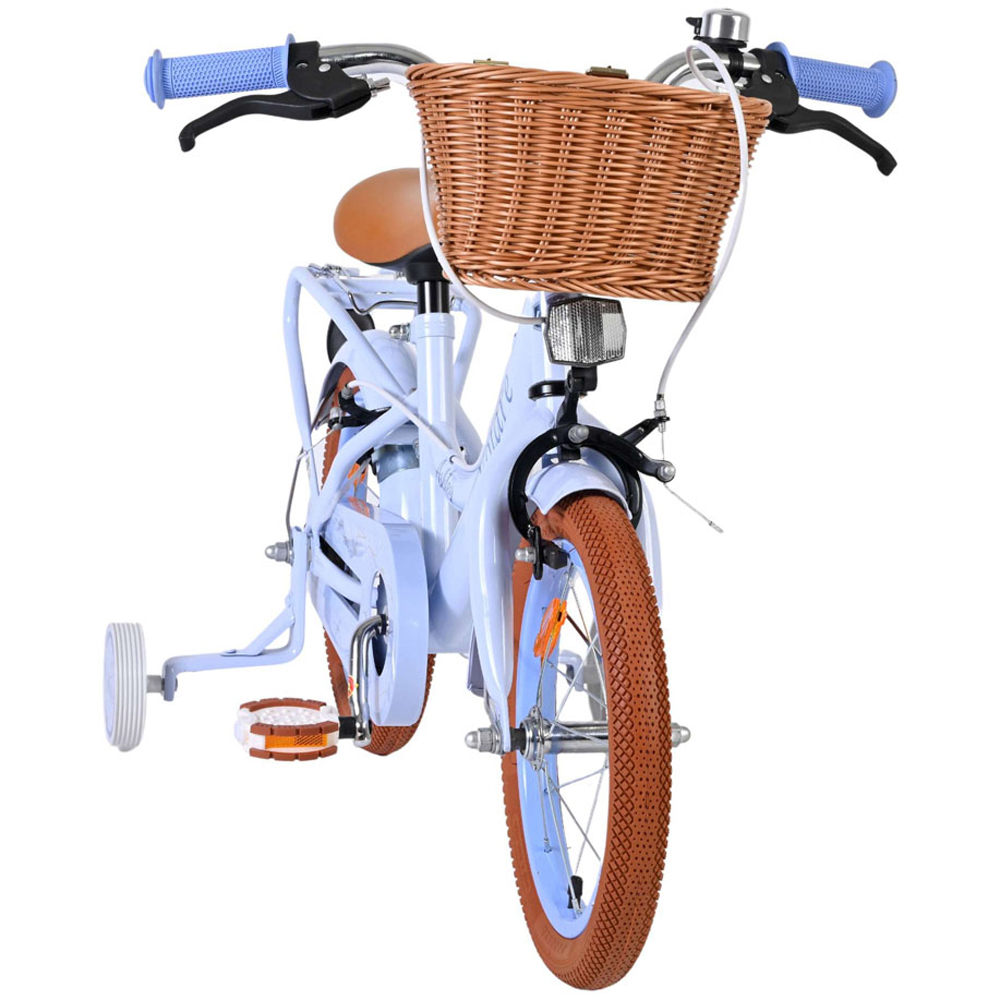 Volare Ashley Kids 14 inch Blue Pastel Bike with Stabilisers Rack and Basket Image 2