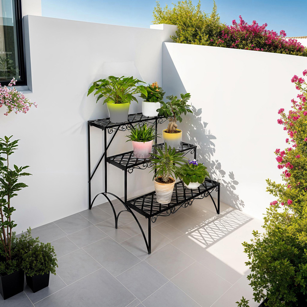 tectake 3 Level Stabilising Back Struts Plant Stand 60 x 60 x 60 cm Image 6