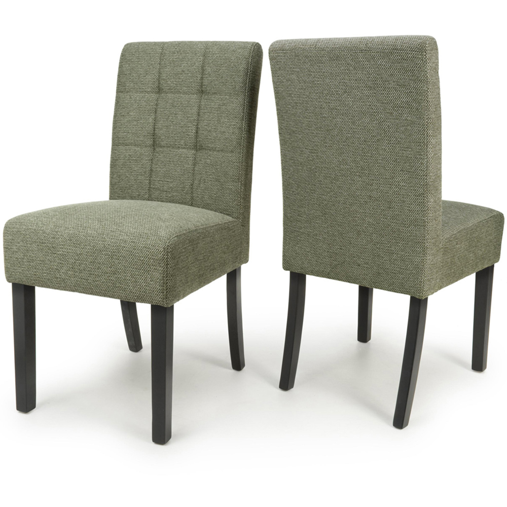 Portland Harlow Olive Weave Black Legs Waffle Back Dining Chair Image 7