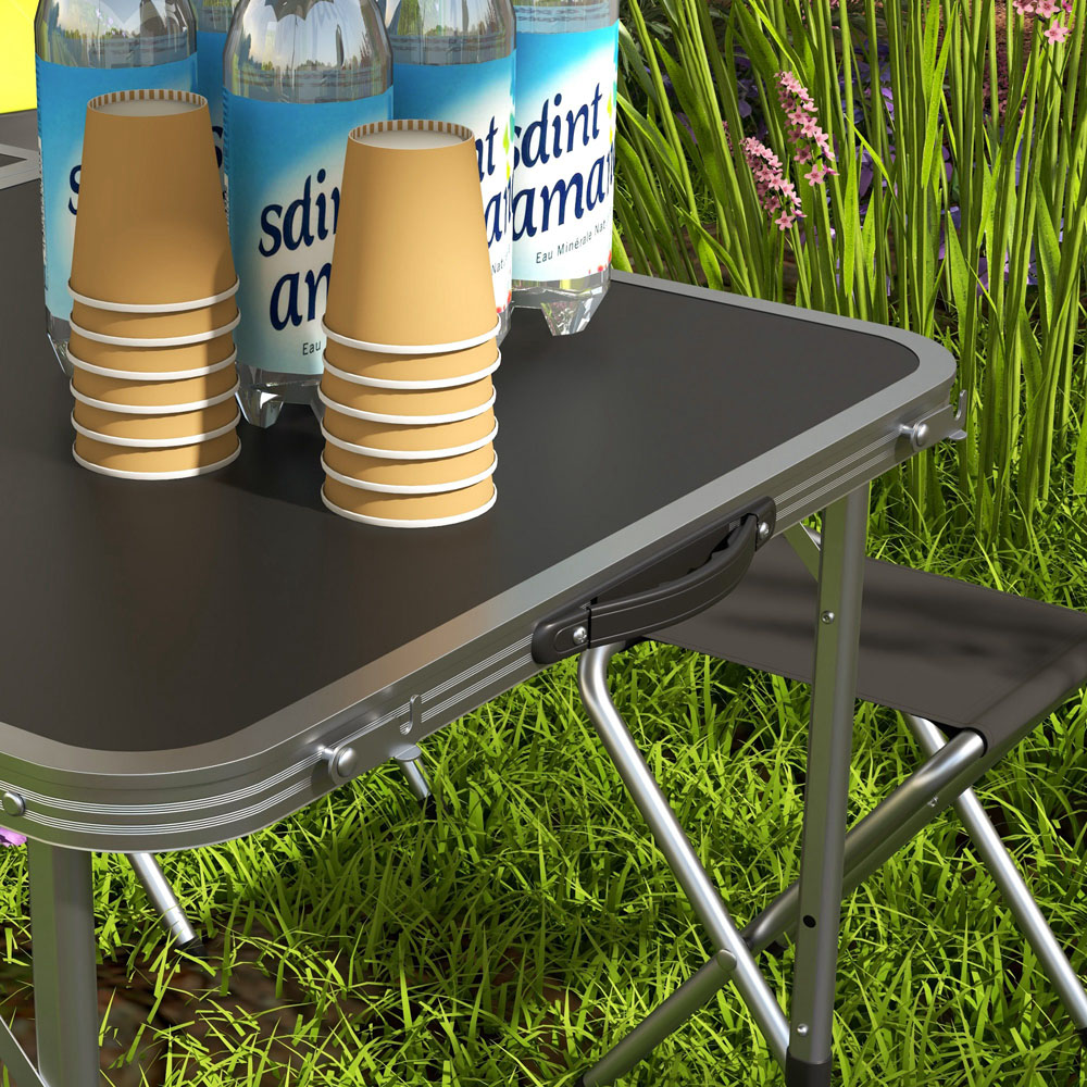 Outsunny 4 Seater Black Foldable Camping Chair and Table Set Image 3