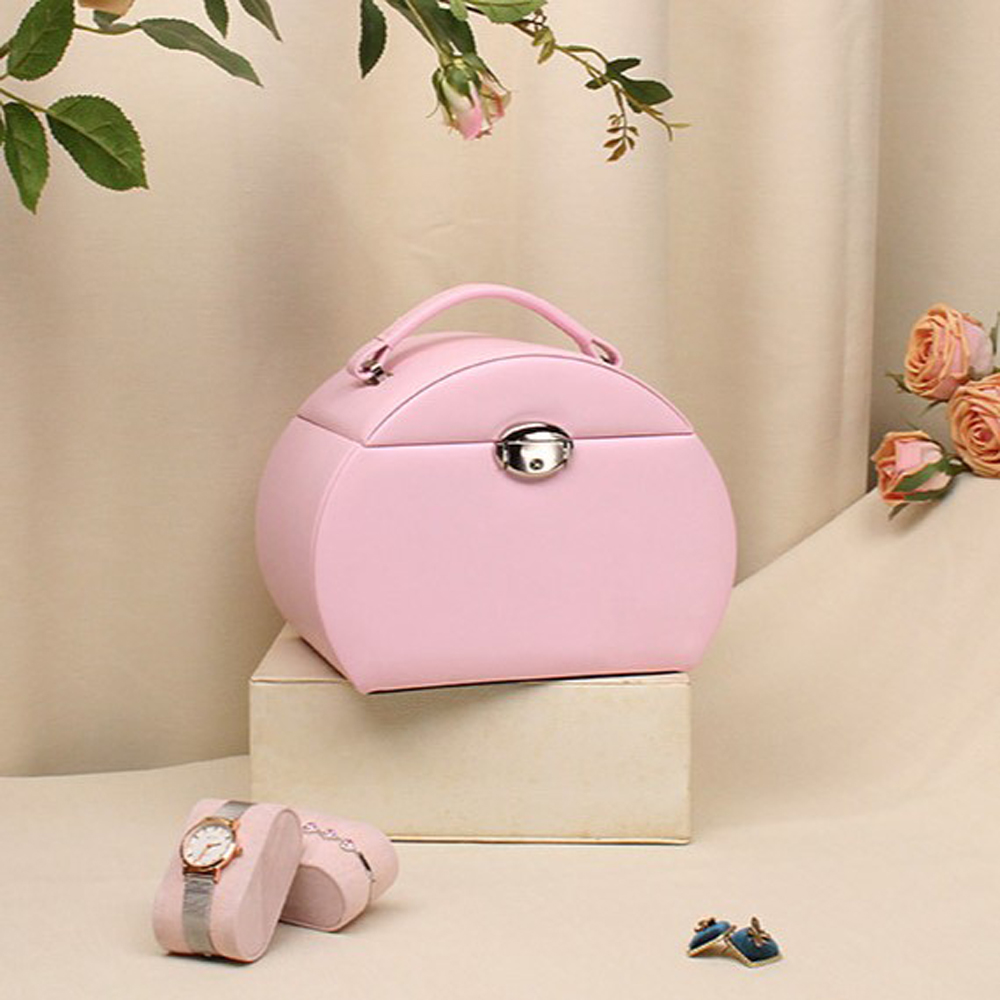 H&O Direct Pink Dome Jewellery Box with Handle Image 2