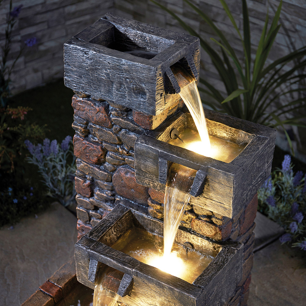 Garden Gear Serenity Cubic Cascading Pebble Wall Water Feature Image 4
