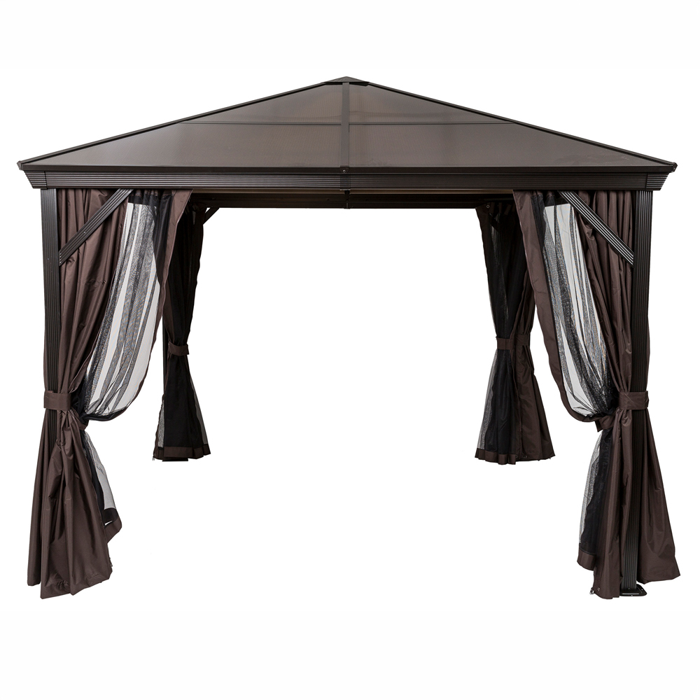 Norfolk Collection Runcton 3 x 3m Polycarbonate Gazebo with Curtains and Netting Image 2