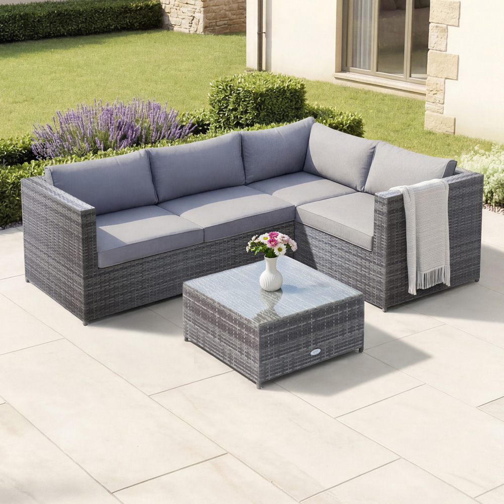 Charles Bentley 4 Seater Grey Rattan Corner Sofa Lounge Set Image 6