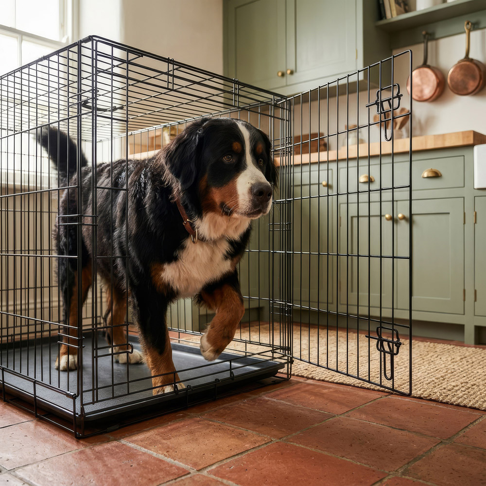 Harbour Housewares 2 Door Metal Dog Crate with Removable Tray Image 5