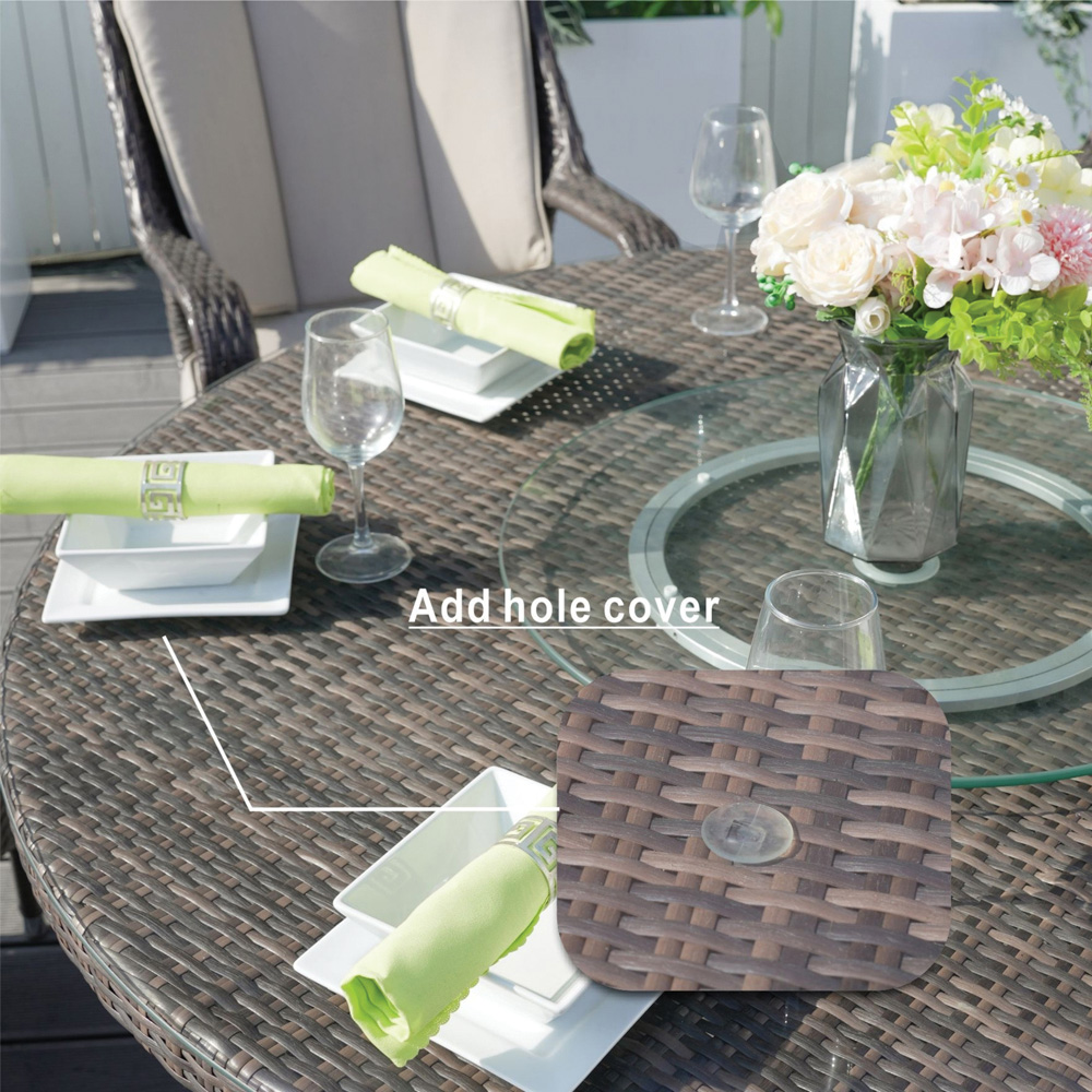 Direct Wicker 6 Seater Brown Rattan Garden Dining Table with Lazy Susan Image 4