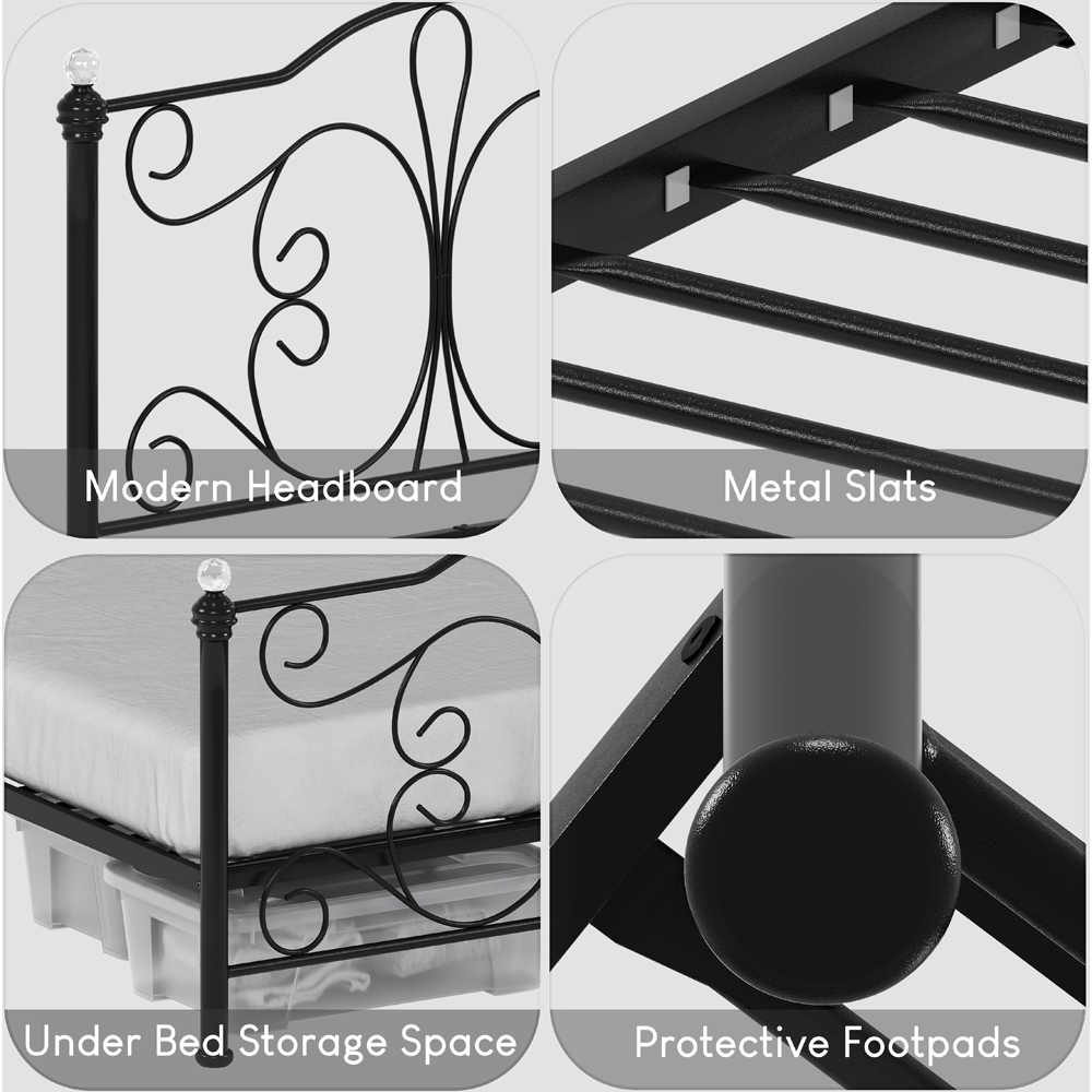 Vida Designs Chicago King Size Black Metal Bed Frame Image 6