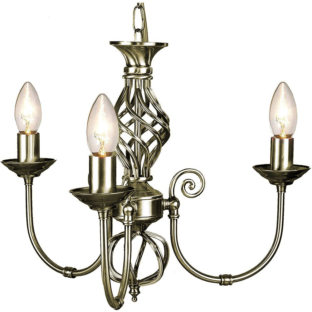 Happy Homewares Antique Brass Plated 3 Arm Ceiling Light Fitting with Twist Knot Design Image 1