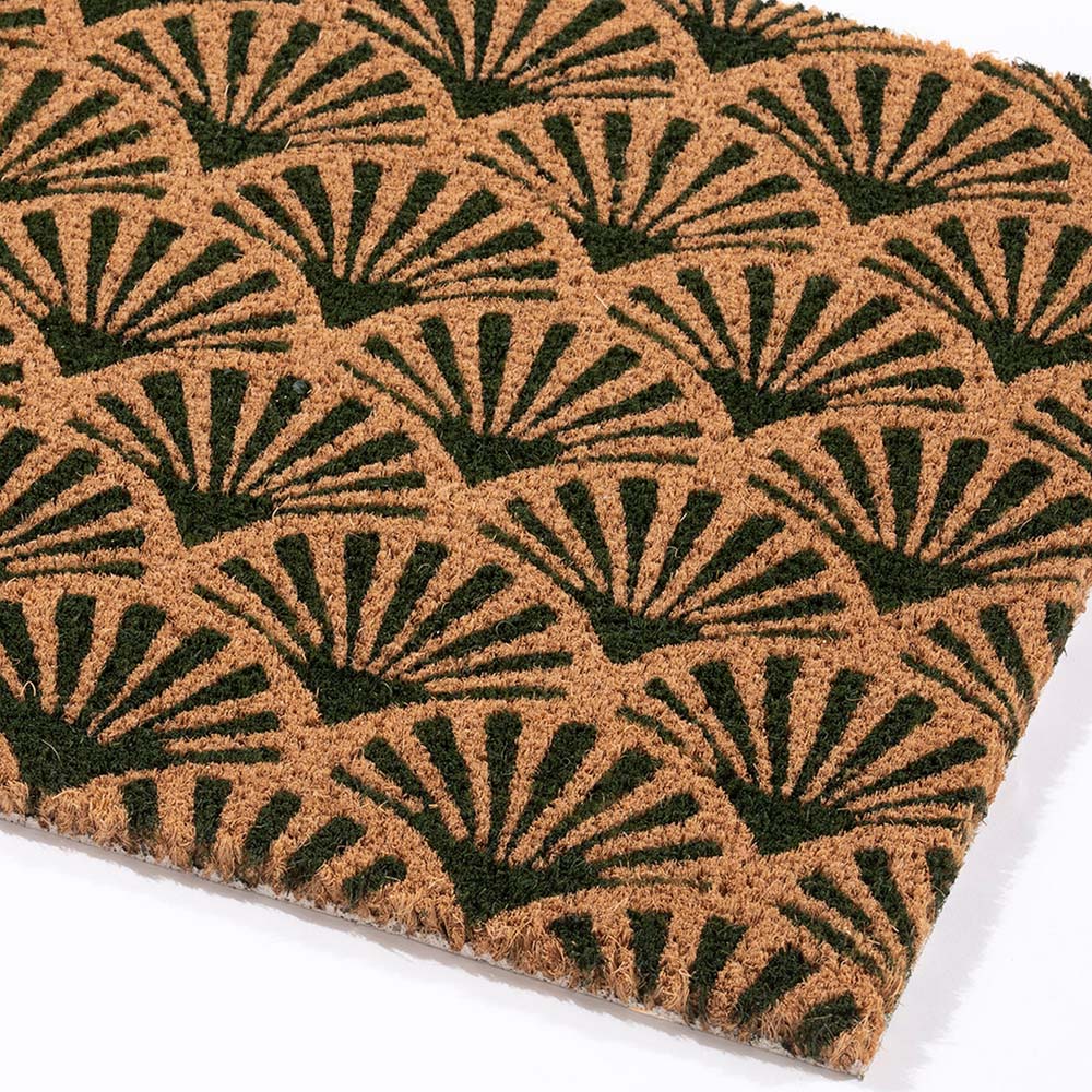 Astley Forest Green Scallop Coir Doormat 75 x 45cm Image 2