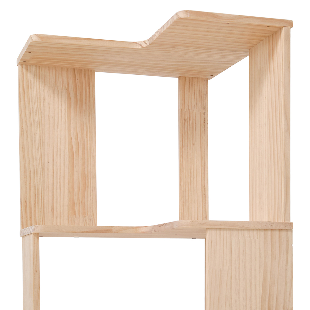 Living and Home 5 Shelf Natural Wooden L-Shaped Corner Bookshelf Image 6