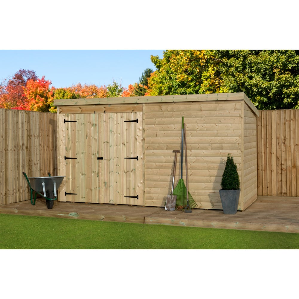 Empire Sheds 4000 12 x 3ft Double Door Tongue and Groove Wooden Pent Garden Shed Image 3