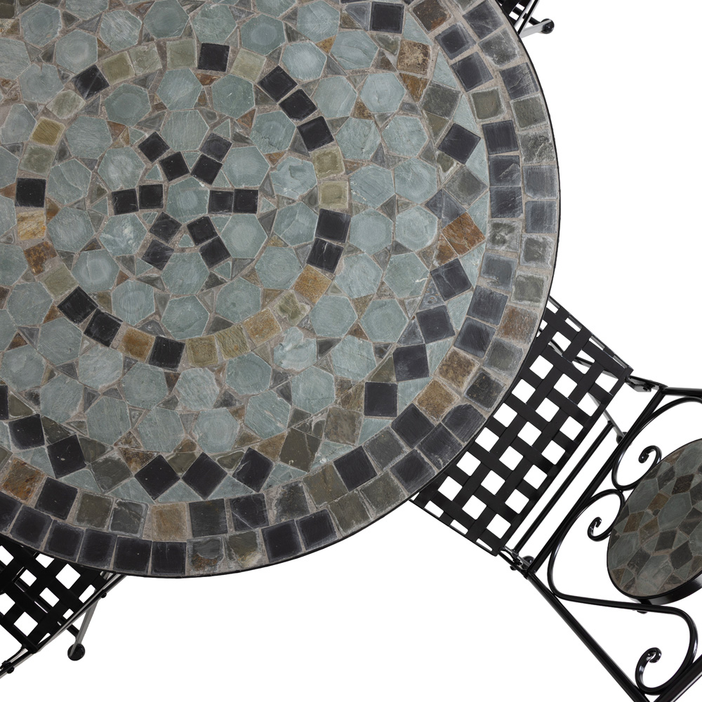 Charles Bentley 4 Seater Dining Set Blue Mosaic Image 6