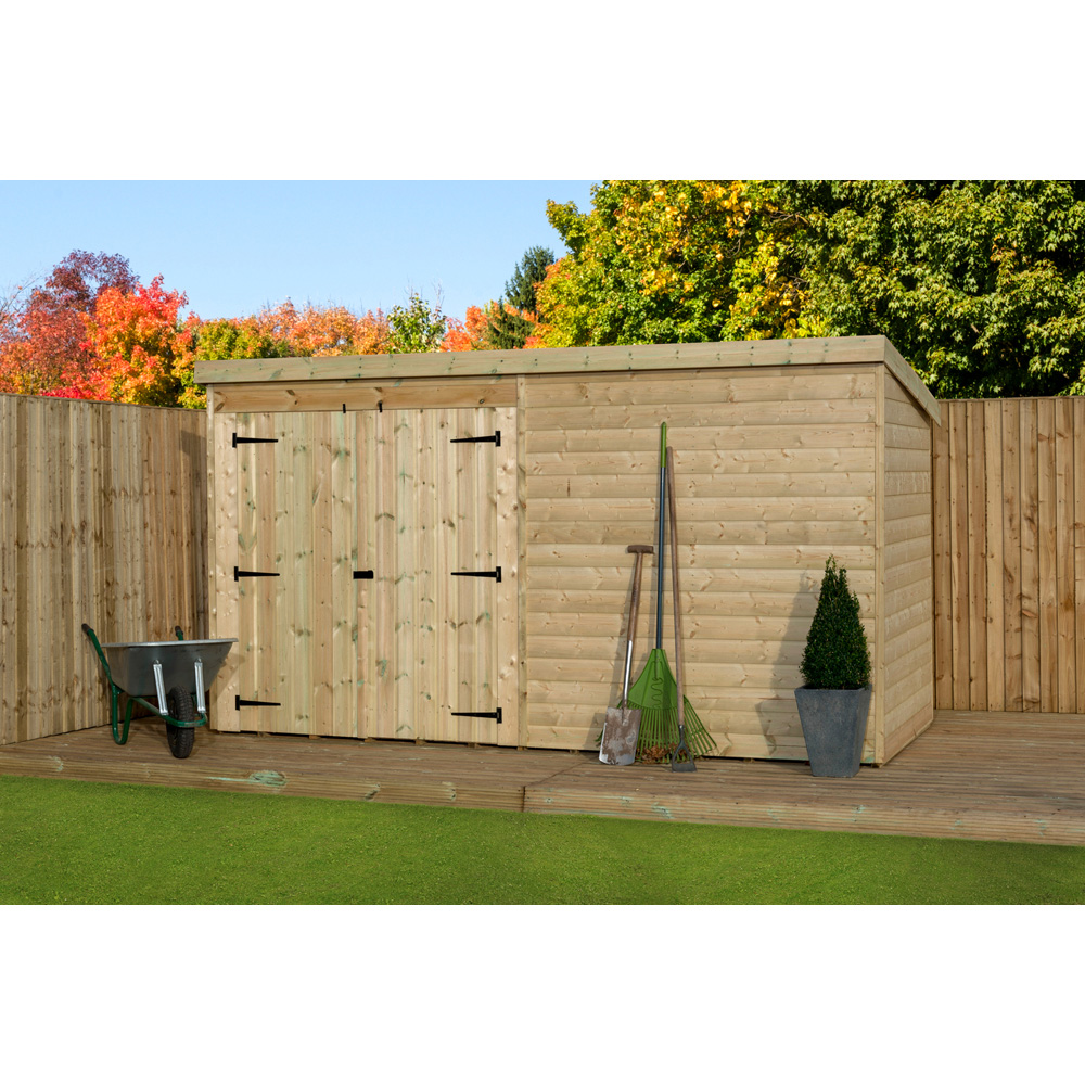 Empire Sheds 4000 14 x 3ft Double Door Tongue and Groove Wooden Pent Garden Shed Image 3