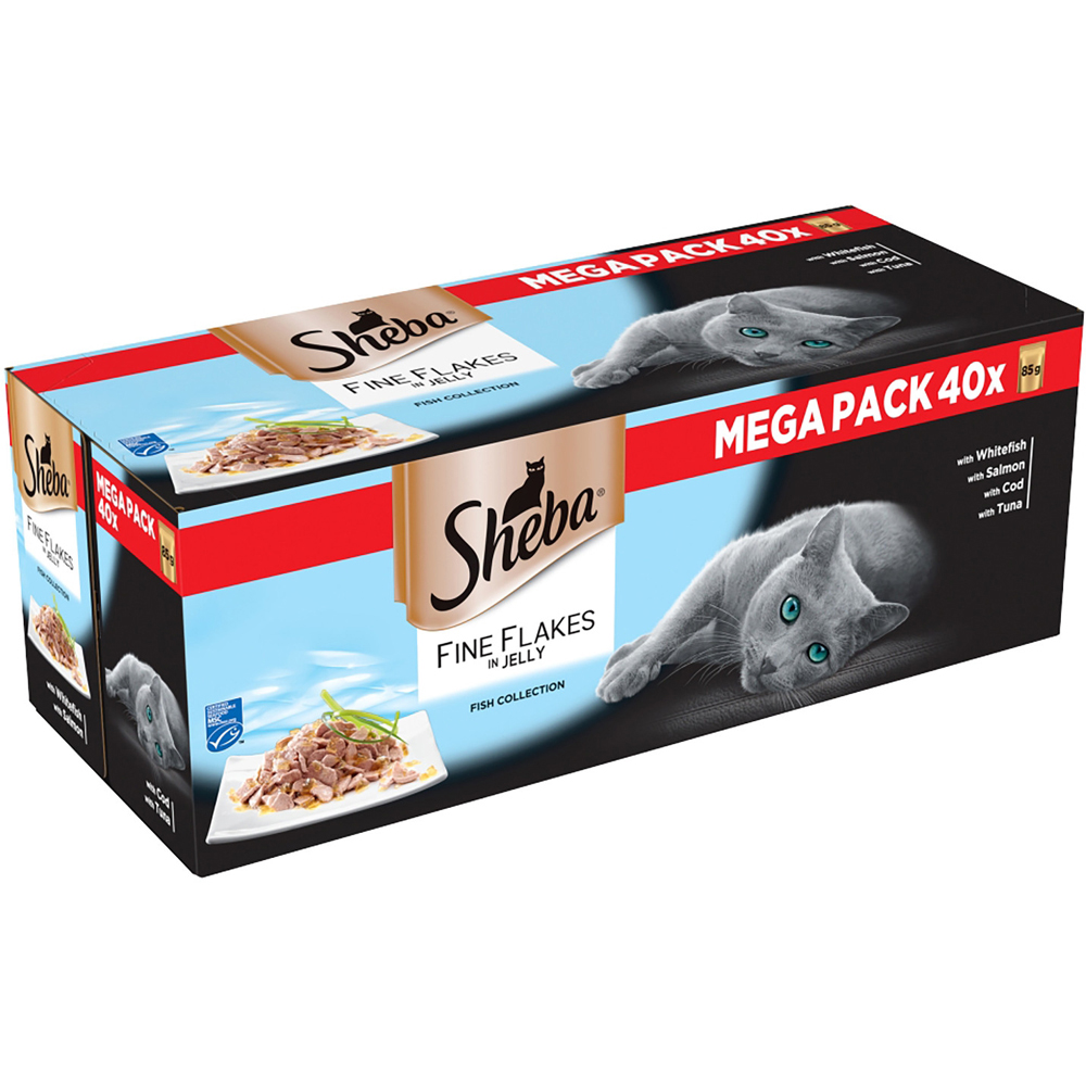 Sheba Fish Collection Fine Flakes in Jelly Wet Cat Food 85g 40 Pack Image