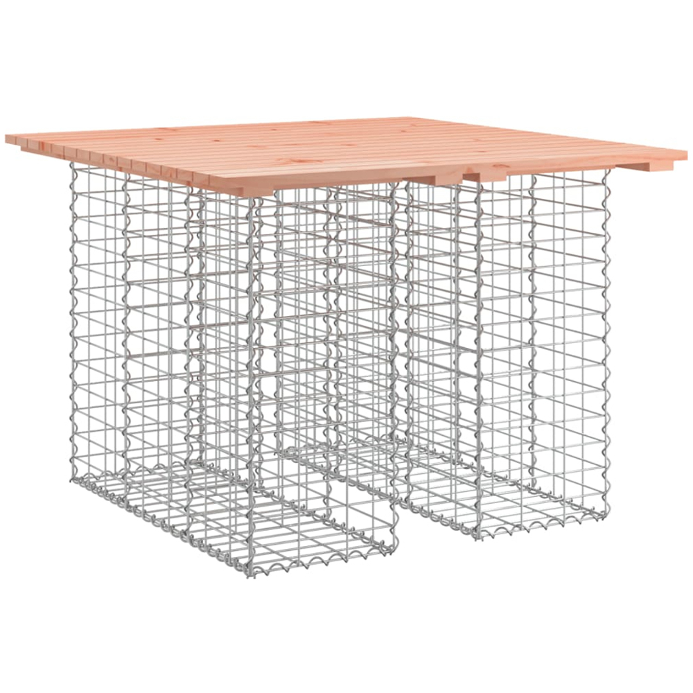 vidaXL Natural Solid Douglas Wood Gabion Design Garden Table 100 x 102 x 72cm Image 1