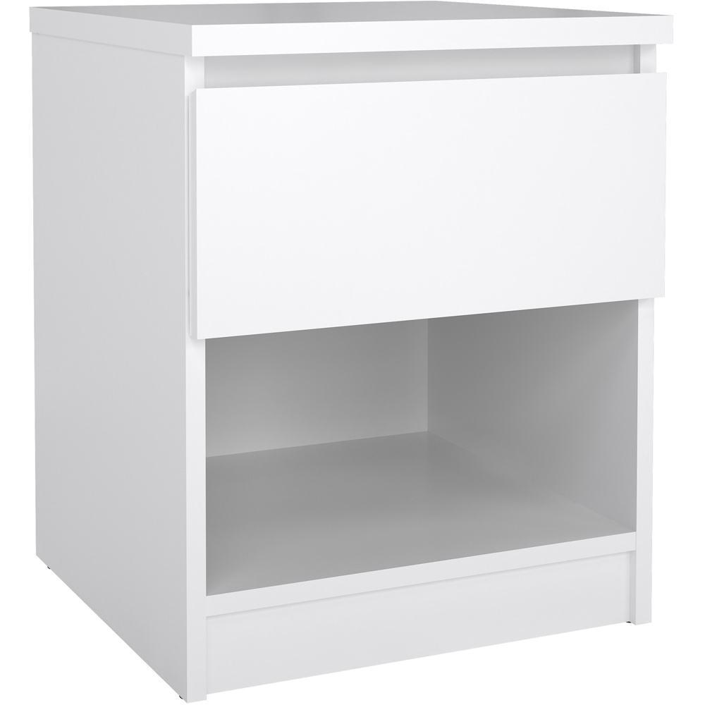 Florence Single Drawer Single Shelf White High Gloss Bedside Table Image 2