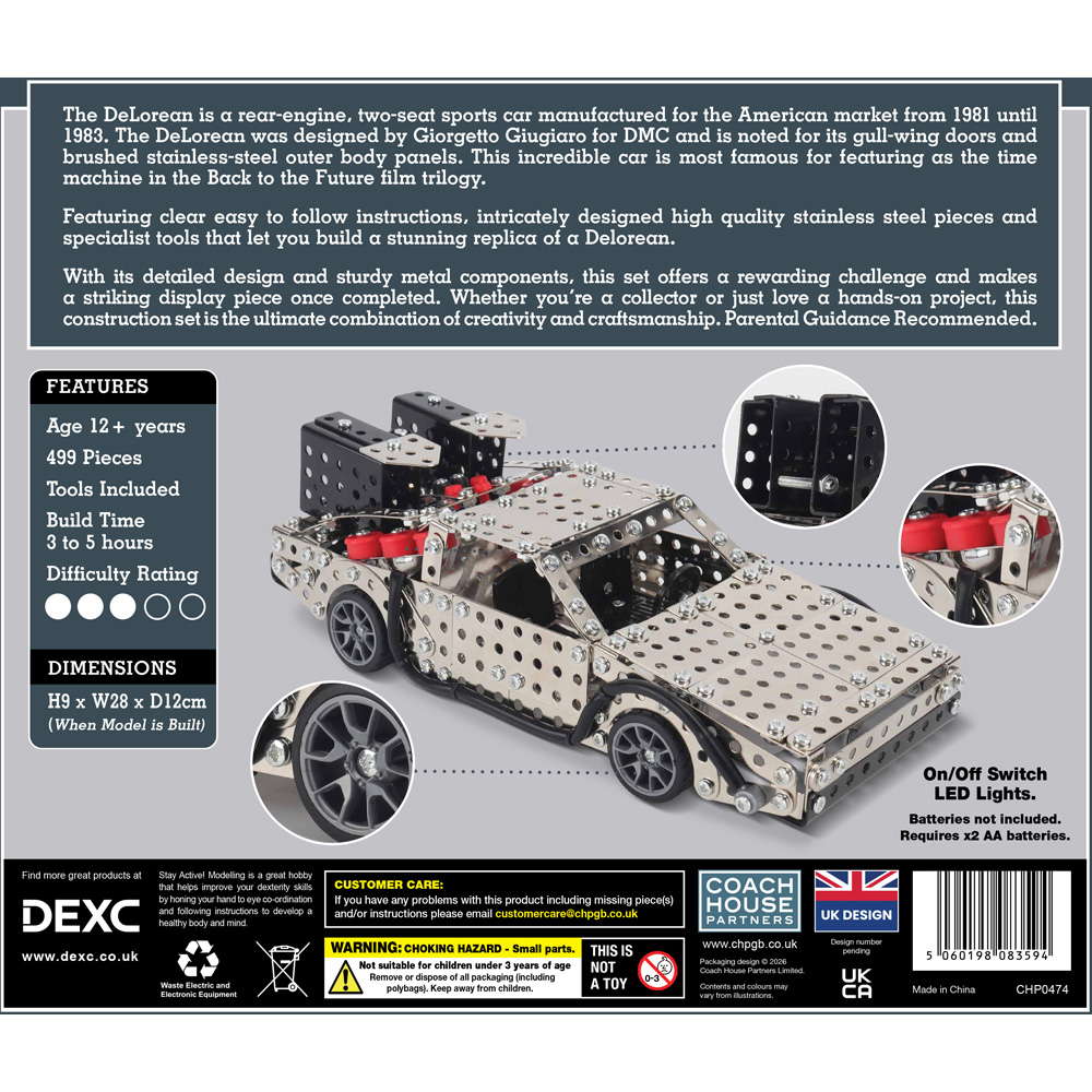 Coach House Delorean Metal Construction Set Image 3