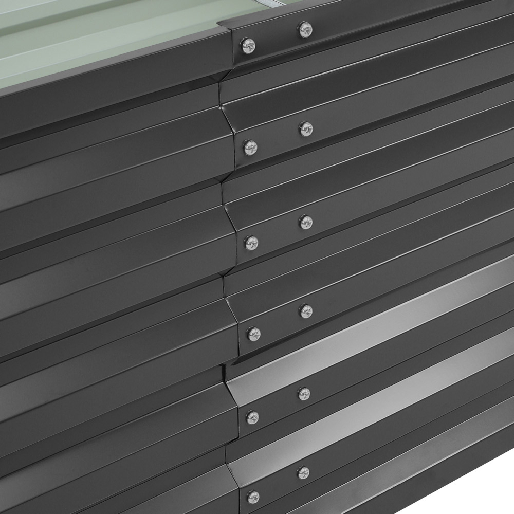 Living and Home Charcoal Black Zinc Steel Deep Rectangular Raised Garden Bed 180 x 57cm Image 3