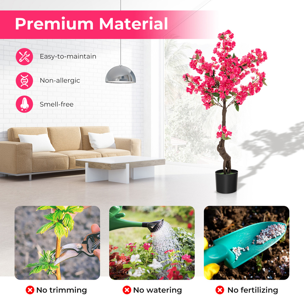 Costway Plum Blossom Flowers Tree Artificial Plant In Pot 3.4ft Image 6