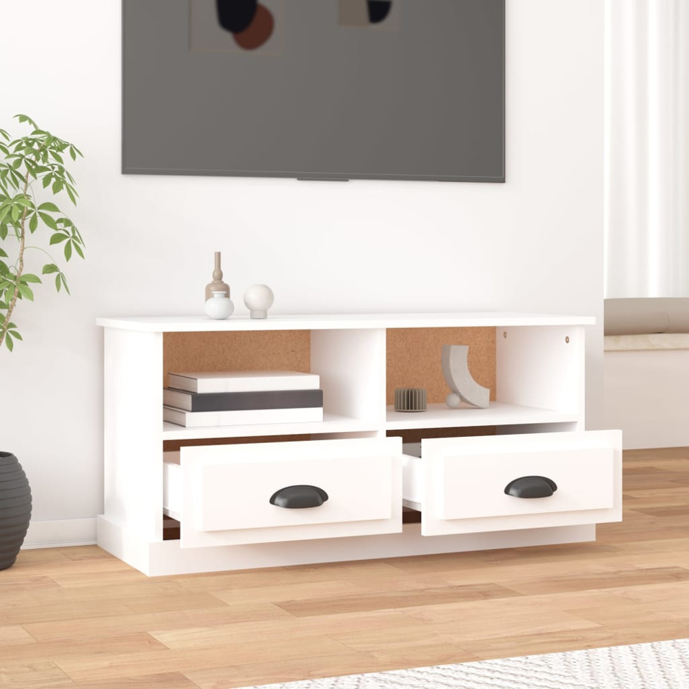 vidaXL 2 Door 2 Shelf White TV Cabinet Image 8