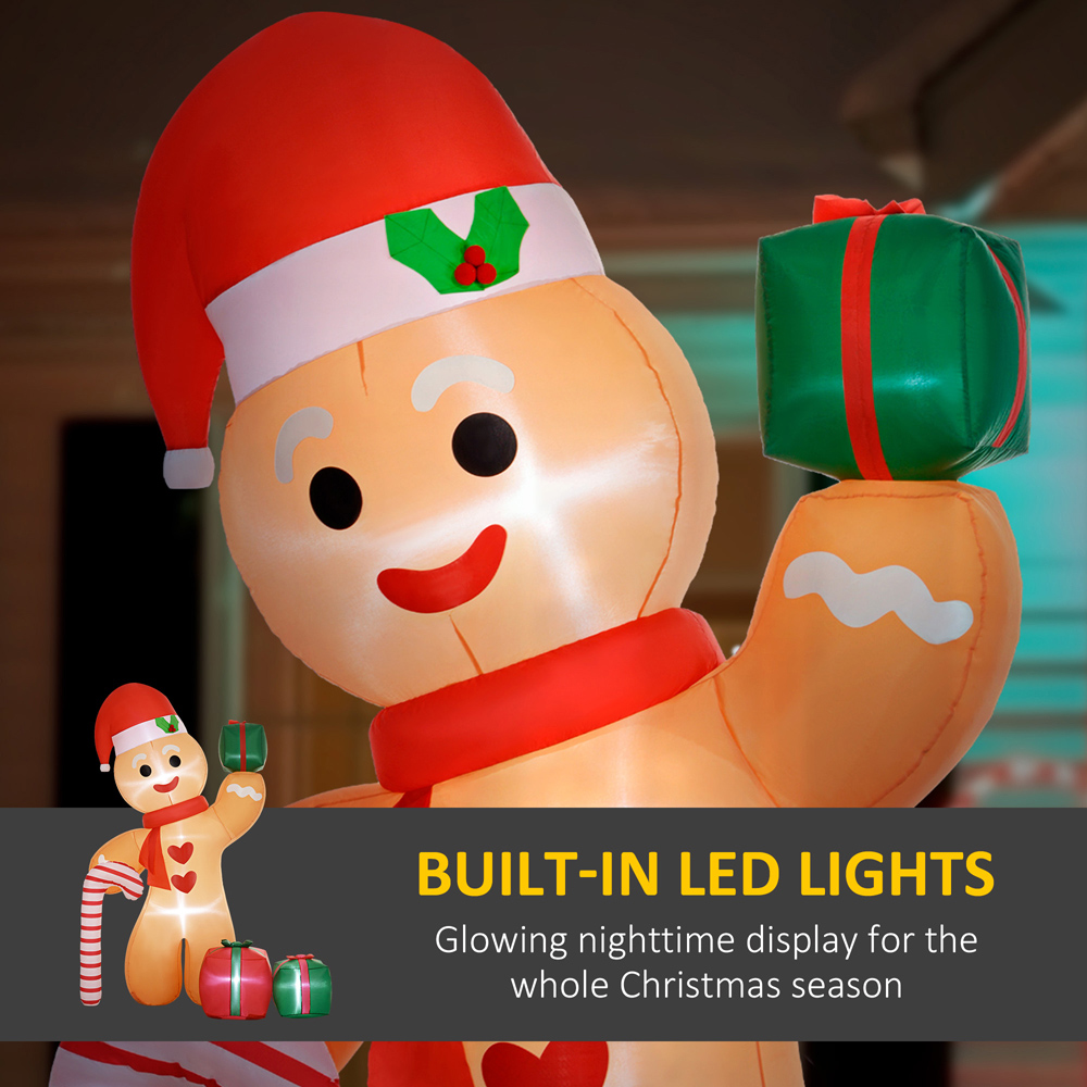 Everglow LED Inflatable Gingerbread Man with Candy Cane Christmas Decoration 8ft Image 5