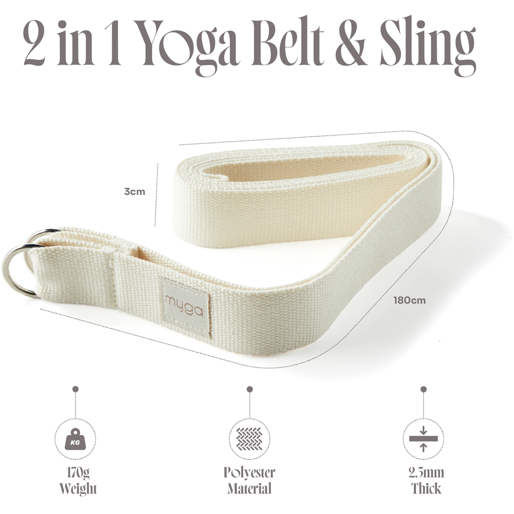 Myga Cream Adjustable Yoga Belt Sling with Metal D Rings Image 5