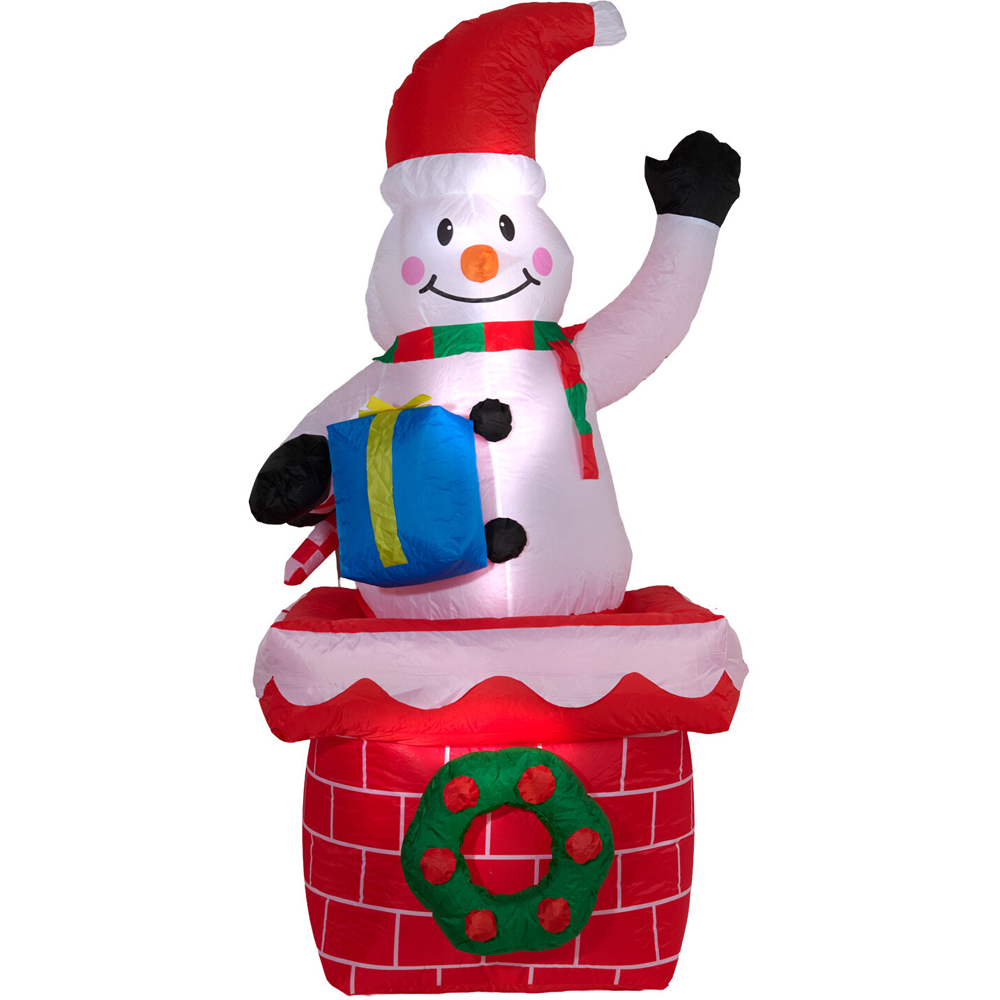 Santa Snowman Rotating Inflatable Standing Decoration Image 3