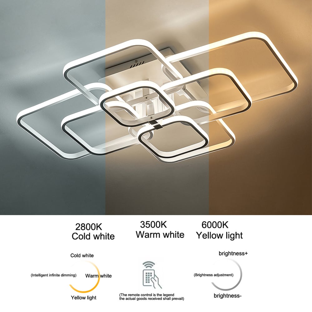 Living and Home White 8 Light Square LED Ceiling Light with Remote Image 8