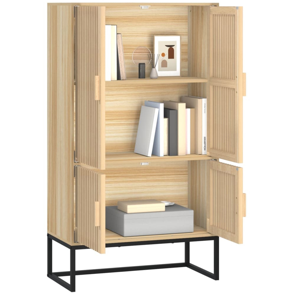 vidaXL 4 Door Brown Fluted Design Highboard Image 3