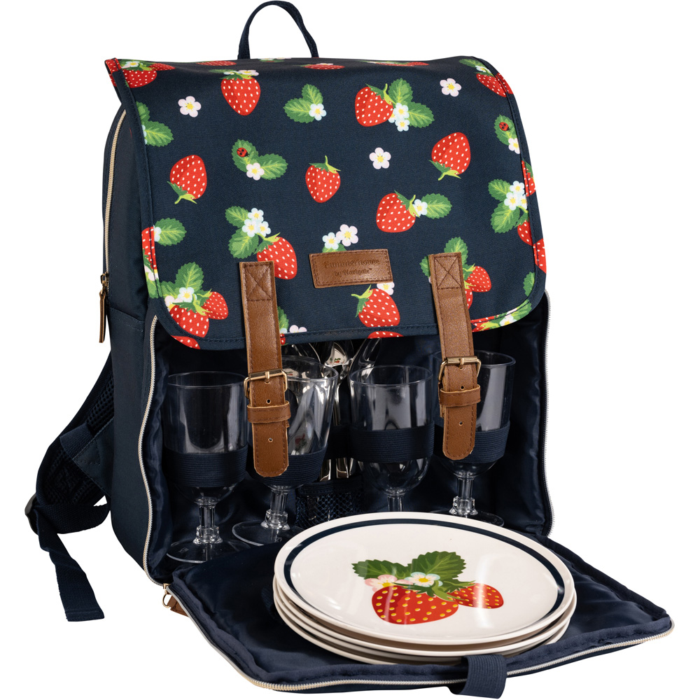 Summerhouse by Navigate Navy Strawberries and Cream Insulated Backpack Image 3