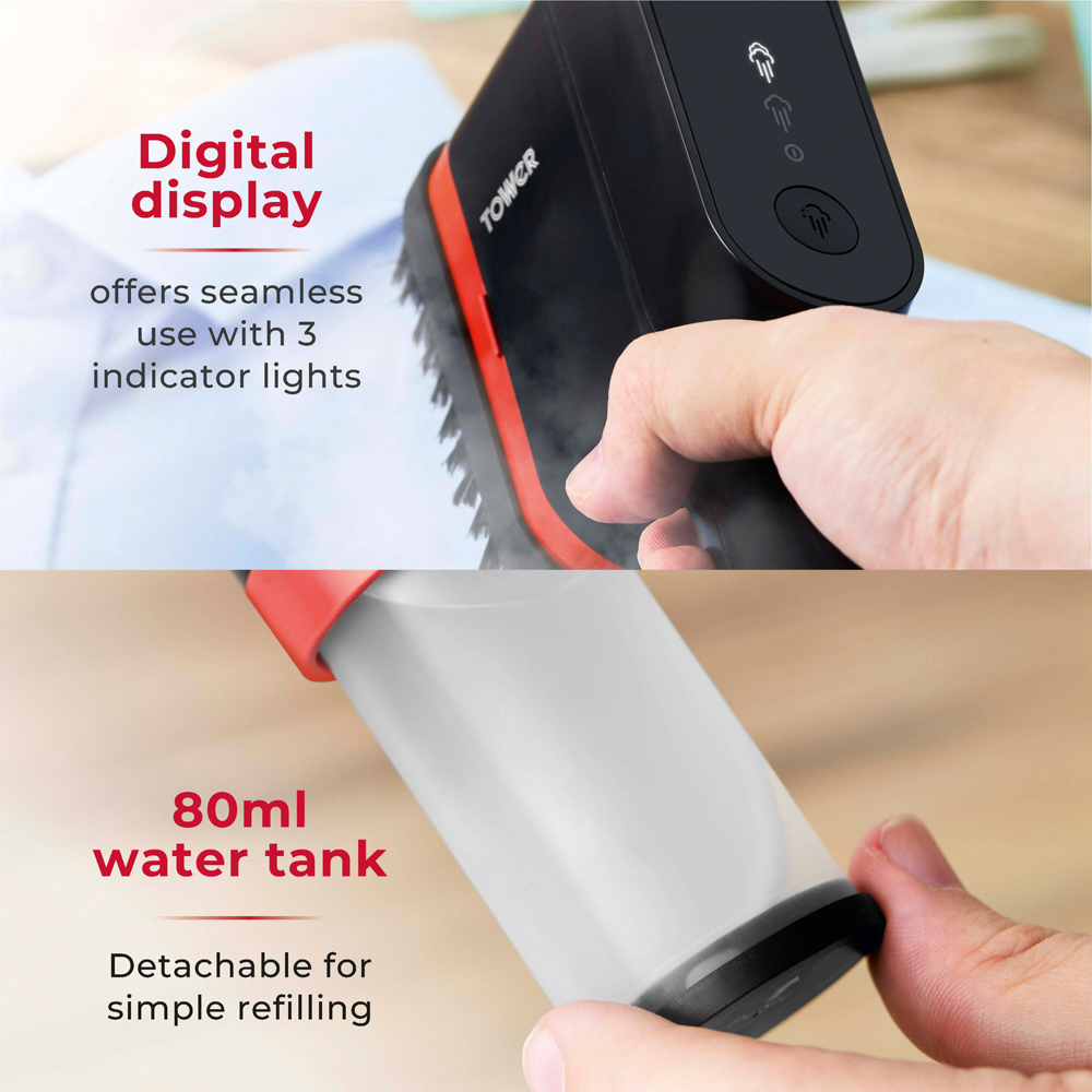 Tower Red and Black Digital Handheld Garment Steamer Image 7