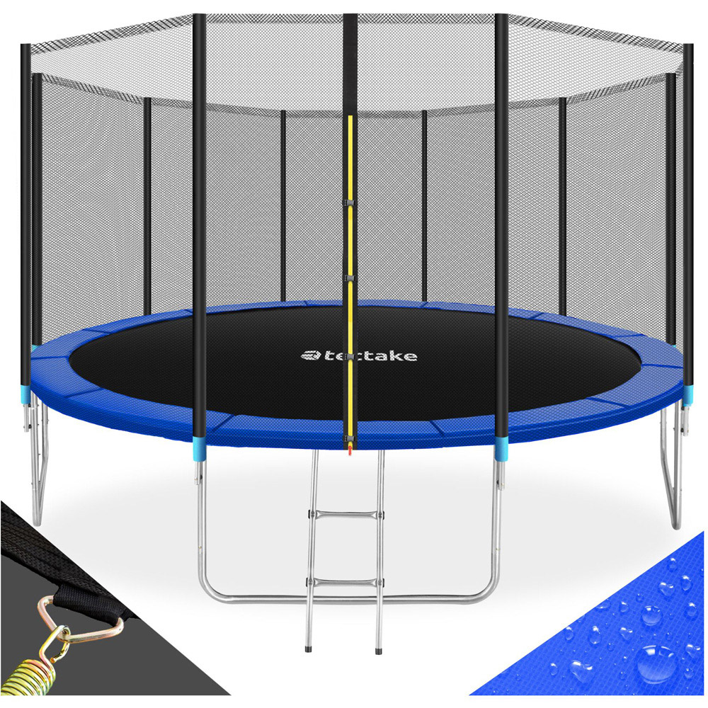 tectake Black and Blue Trampoline with Safety Net 457 x 457cm Image 2