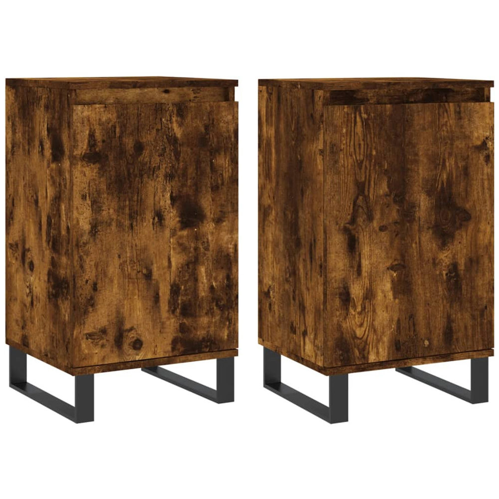 vidaXL Single Door Smoked Oak Sideboard Set of 2 Image 8
