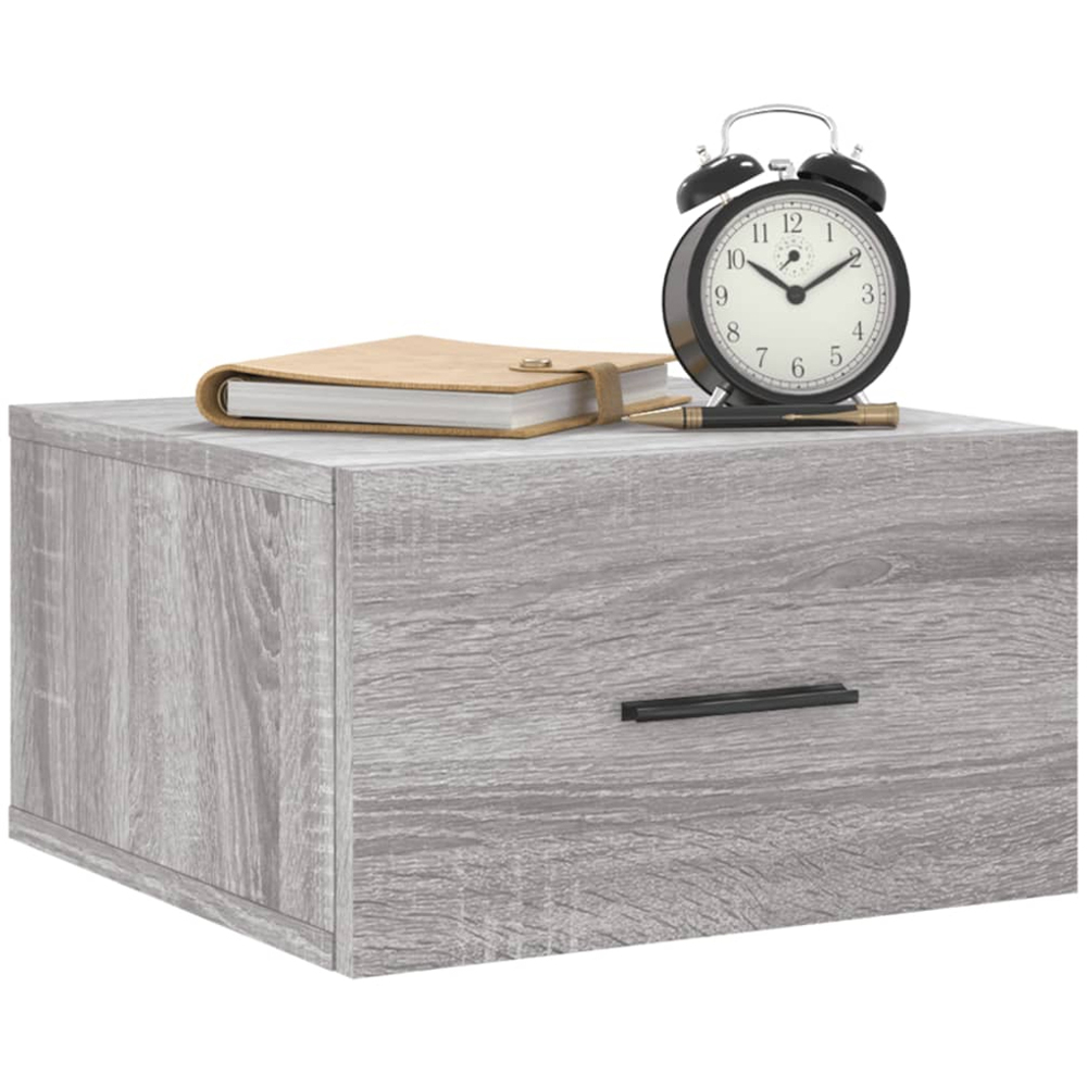 vidaXL Single Drawer Grey Sonoma Wall Mounted Bedside Cabinet Image 3